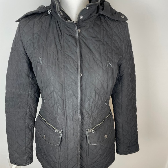 Cole Haan Quilted Hooded Lightweight Jacket In Black Size XS - Picture 3 of 13